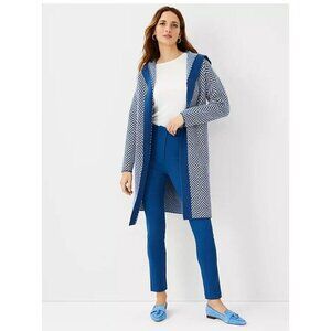 NWT Ann Taylor Womens Herringbone Hooded Open Sweater Cardigan Cozy Boyfriend L
